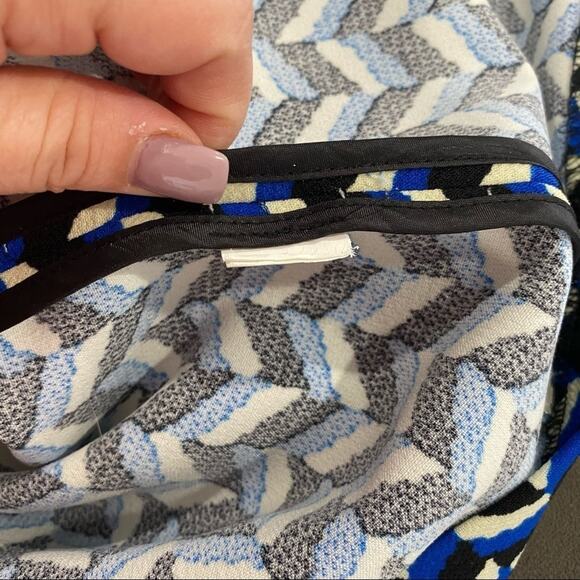 Zara Blue Geometric Plaid Shift Dress Size S Minimalist Retro Mod Print Chic - Picture 9 of 10